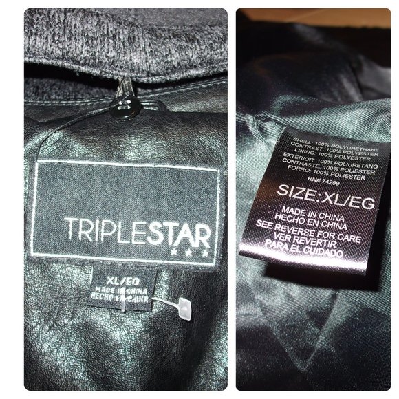Triple Star Size XL Black Buckle Moto Jacket - Picture 16 of 16